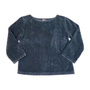 Vintage PA Company Boston Terry Cloth Cropped Cotton Sweater Blue 90s S